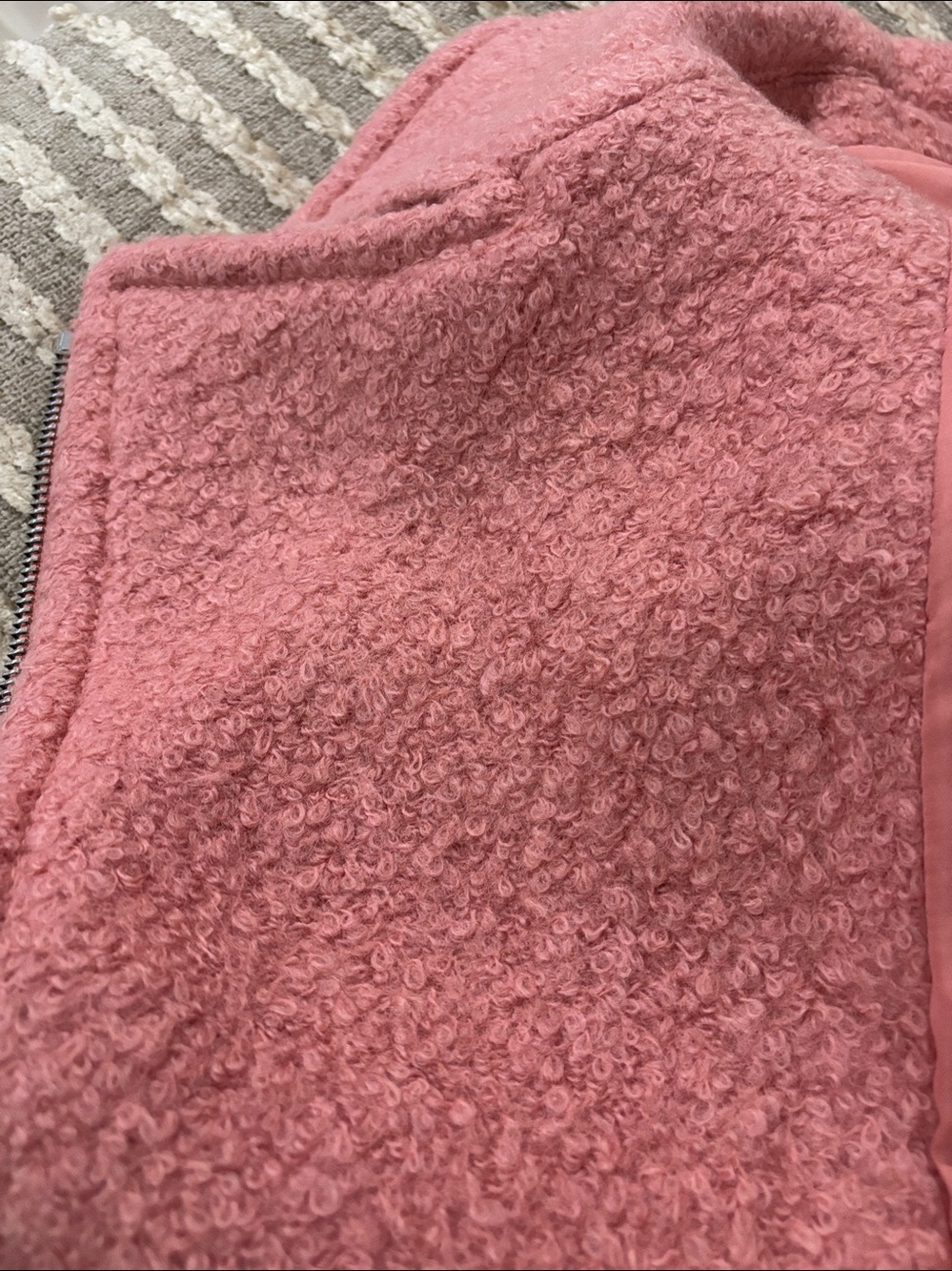 Loft Textured Wool Blend Moto Pea Coat Sutton Pink Size S NWT - Picture 14 of 16
